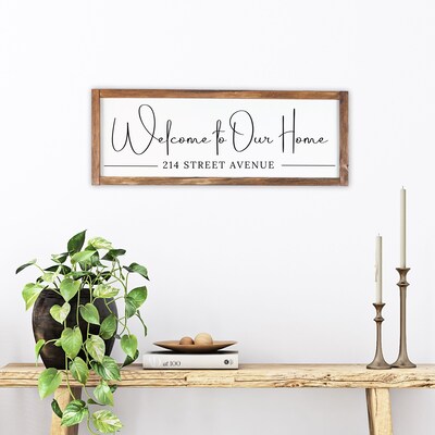 Welcome To Our Home Custom Street Address Wood Sign, Personalized Rustic Welcome Sign, Housewarming Gift, Living Room Wall Decor - image2